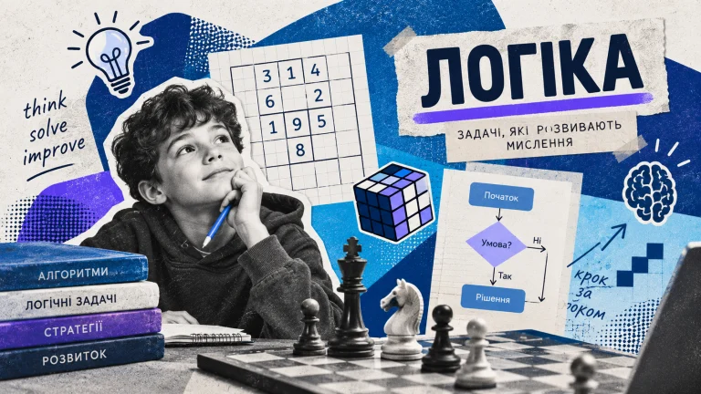 Хлопець розв’язує логічні задачі за шахівницею